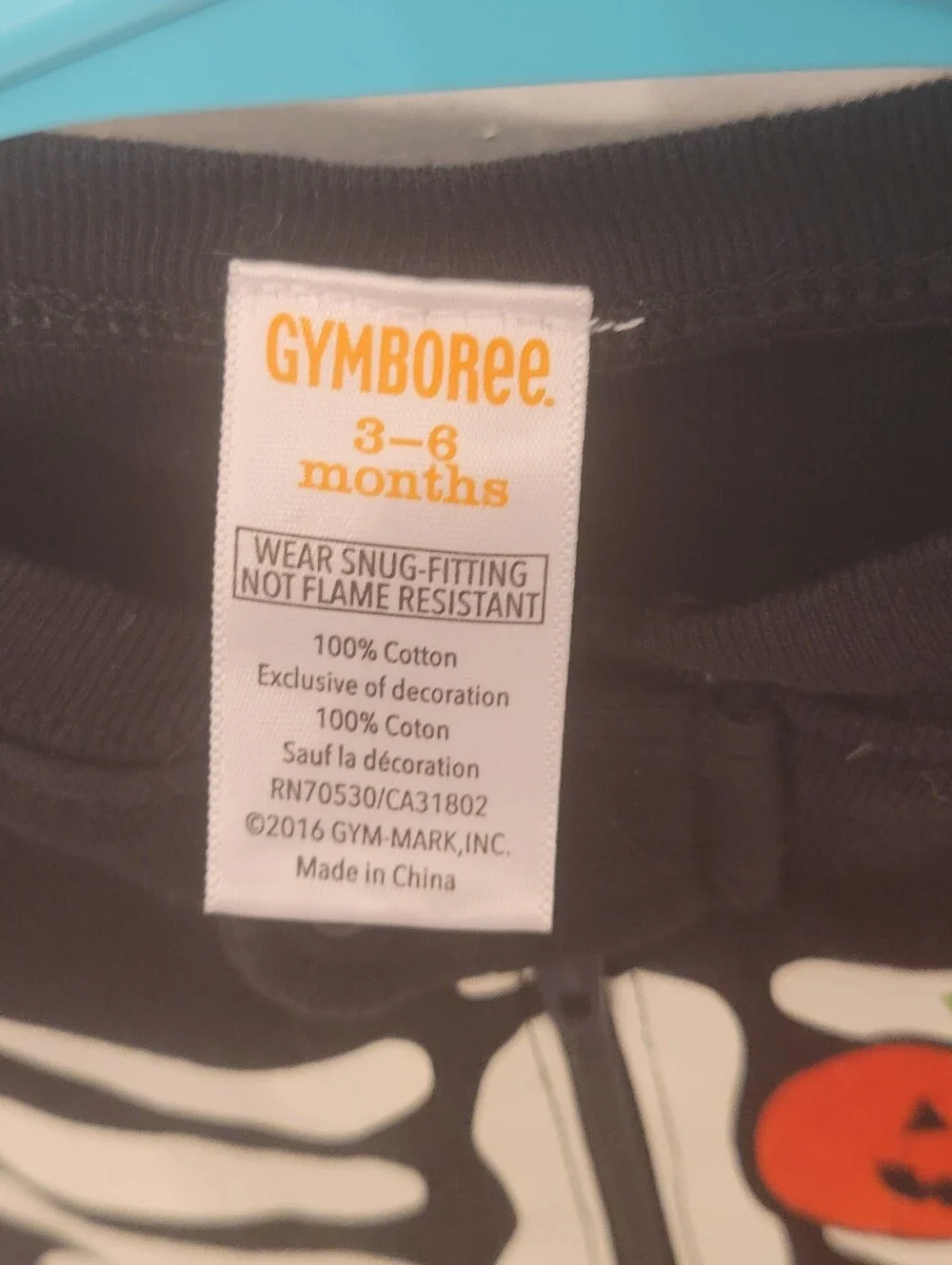 Gymboree Black Baby Skeleton Zip One-Piece with Pumpkin Accent